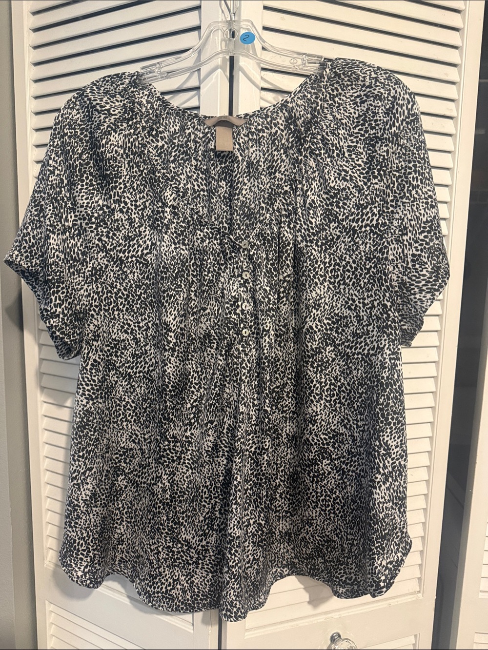 H&M Black and White polyester Printed Short-Sleeve Blouse
